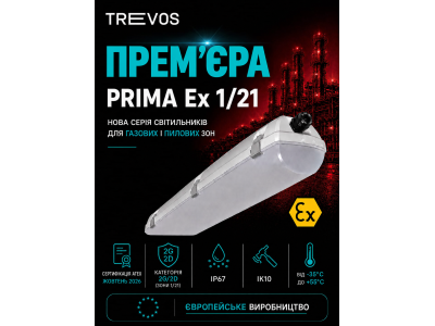 PRIMA Ex 1/21 — нова серія вибухозахищених світильників TREVOS