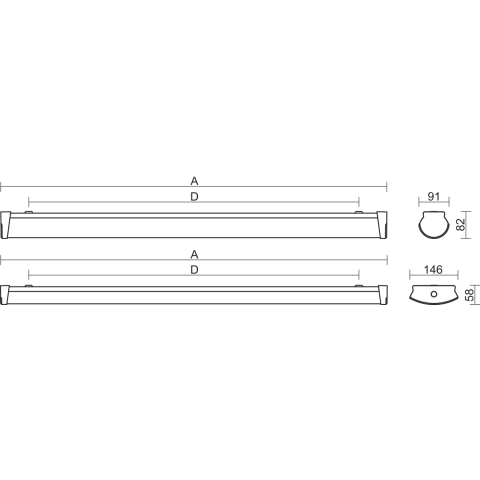 Світильник TREVOS BELTR LED TUBE 2x150